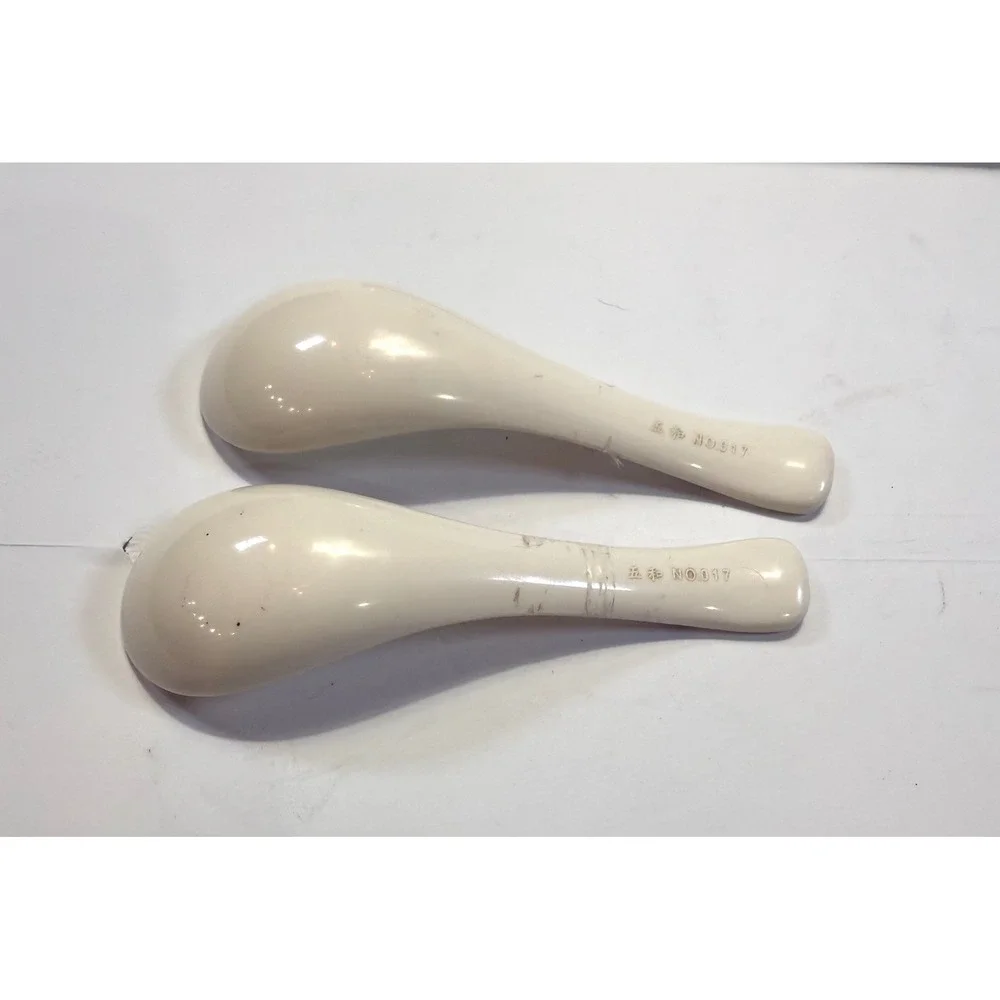 Wu He Floral Melamine Chinese Soup Spoons Set of 2 Purple Yellow Flower NO.017